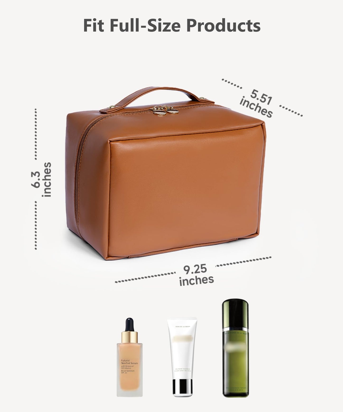 Travel Makeup Bag, Large Capacity Cosmetic Organizer Bag for Women, 180° Flat Open Makeup Case with Compartments, Waterproof PU Leather Toiletry Bag for Skincare, Brushes & Beauty Travel Essentials
