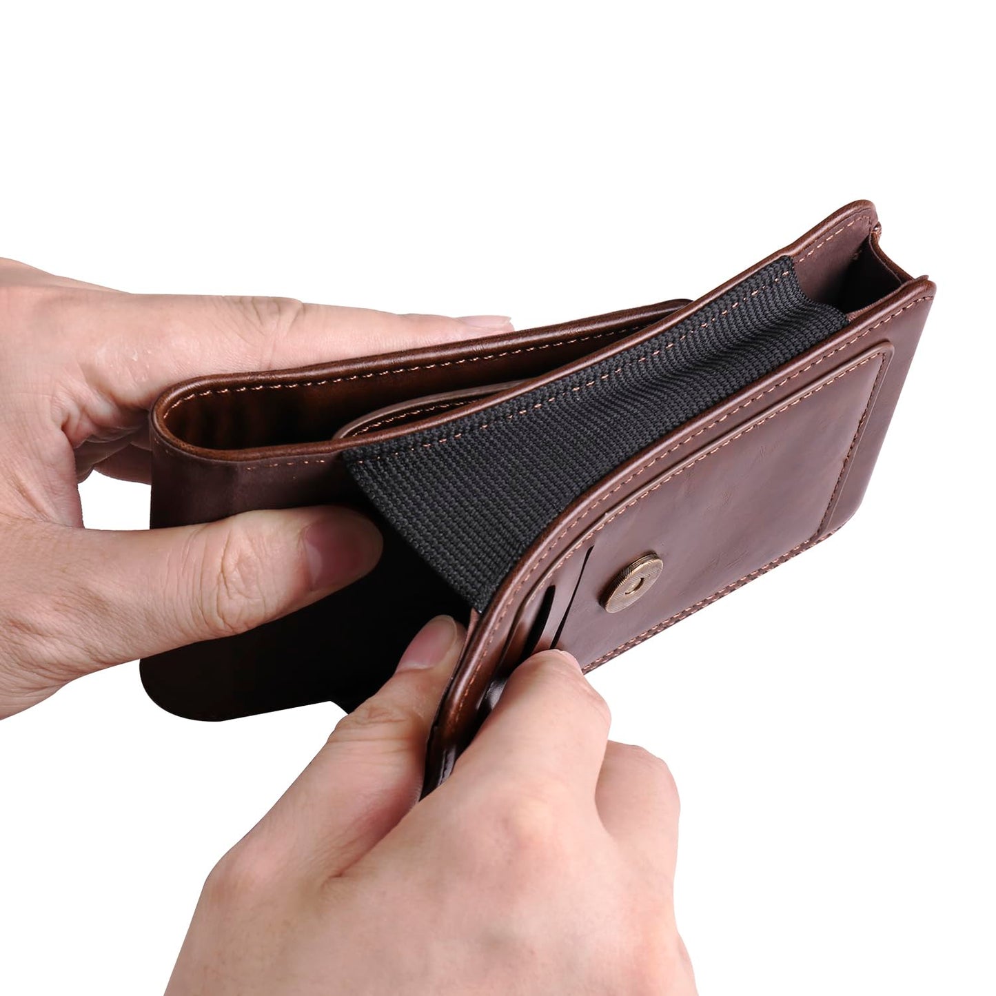 Cellphone Pouch Waist Men, Leather Cell phone Waist bag with Card Holder Leather, 6.5" Men's Waist Holster Waterproof Belt Clip Holder Wallet Waist Pocket Purse Smartphone Carrying Case Bum Bag
