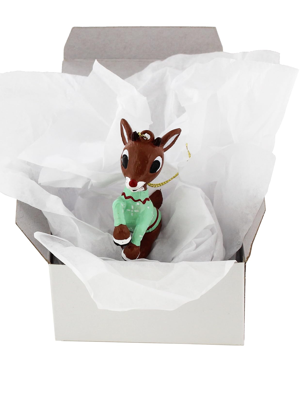 Kurt S. Adler Rudolph The Red-Nosed Reindeer in Ugly Sweater Christmas Holiday Ornament Gift Boxed (One Size, Green)