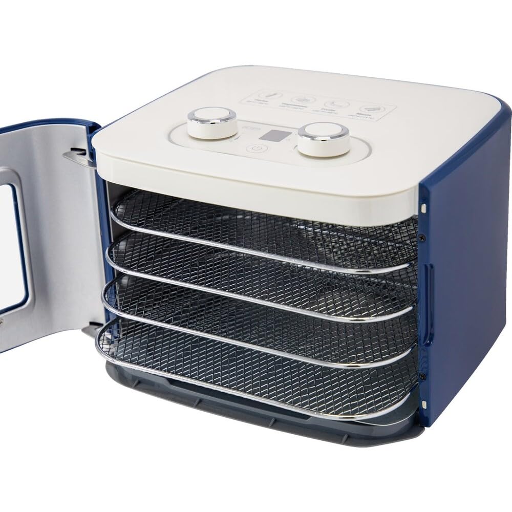 NESCO FD‑41B Snackmaster Food Dehydrator for Easy Home Snacks, Simple Blue Countertop Dehydrator with 4 Trays