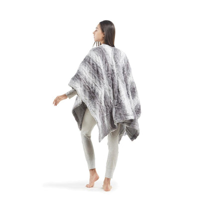 Beautyrest Zuri Reversible Faux Fur to Mink Electric Blanket, Auto Shut Off, Virtually Zero EMF, Multi Heat Setting, UL Certified, Machine Washable, Natural Marble Throw 50x70