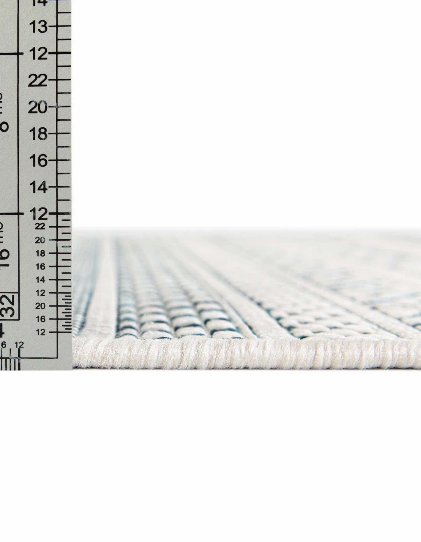 Unique Loom Outdoor Striped Collection Area Rug - Maia (5' 3" Round, Teal/Ivory)