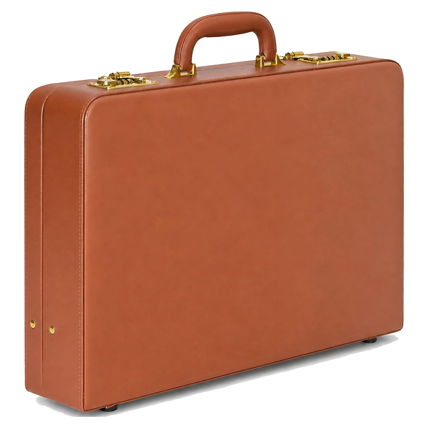 HAESTUS Briefcases for Men, Professional Leather Briefcase with Lock, Hard Shell Business Brief Case, Attache Case for 15.6" Laptop, Men's Hard Briefcase for Work Office Travel, Brown | Dual Lock
