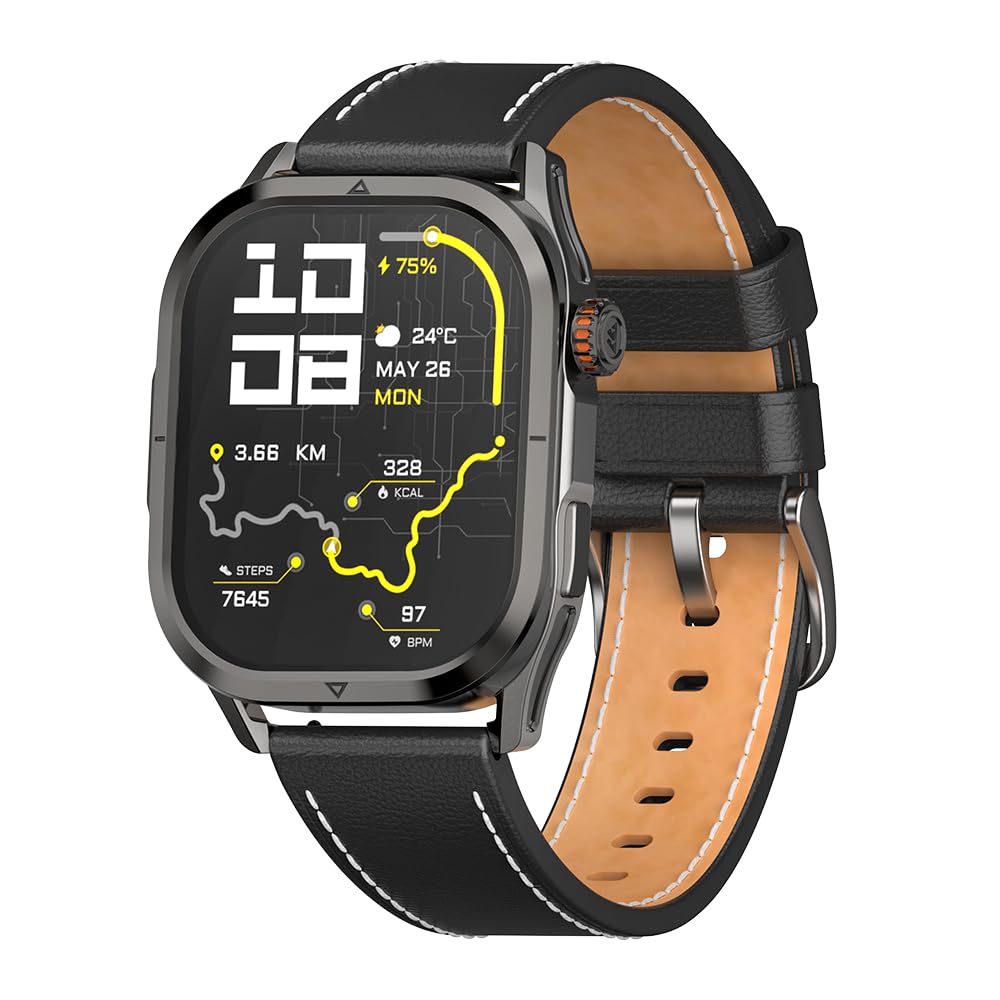 KOSPET 22mm Leather Strap for Magic P10 R10 Smart Watch, Black