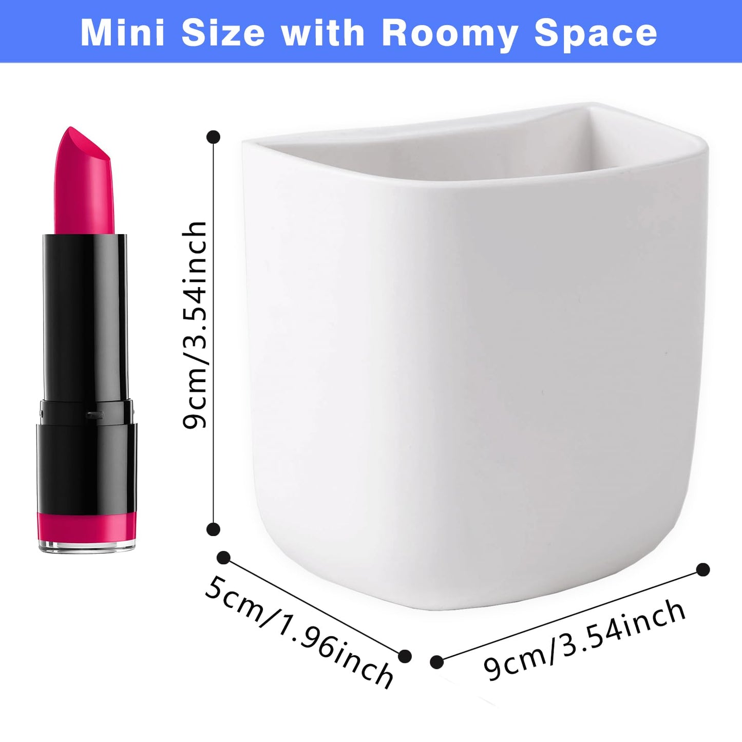 JDYOOMI Pencil Holder - Self-Adhesive Wall Mount Pen Cup,Marker Pot,Writing Utensil Storage Organizer for Fridge,Locker,Whiteboard,home and office - White - 2Pcs/Set