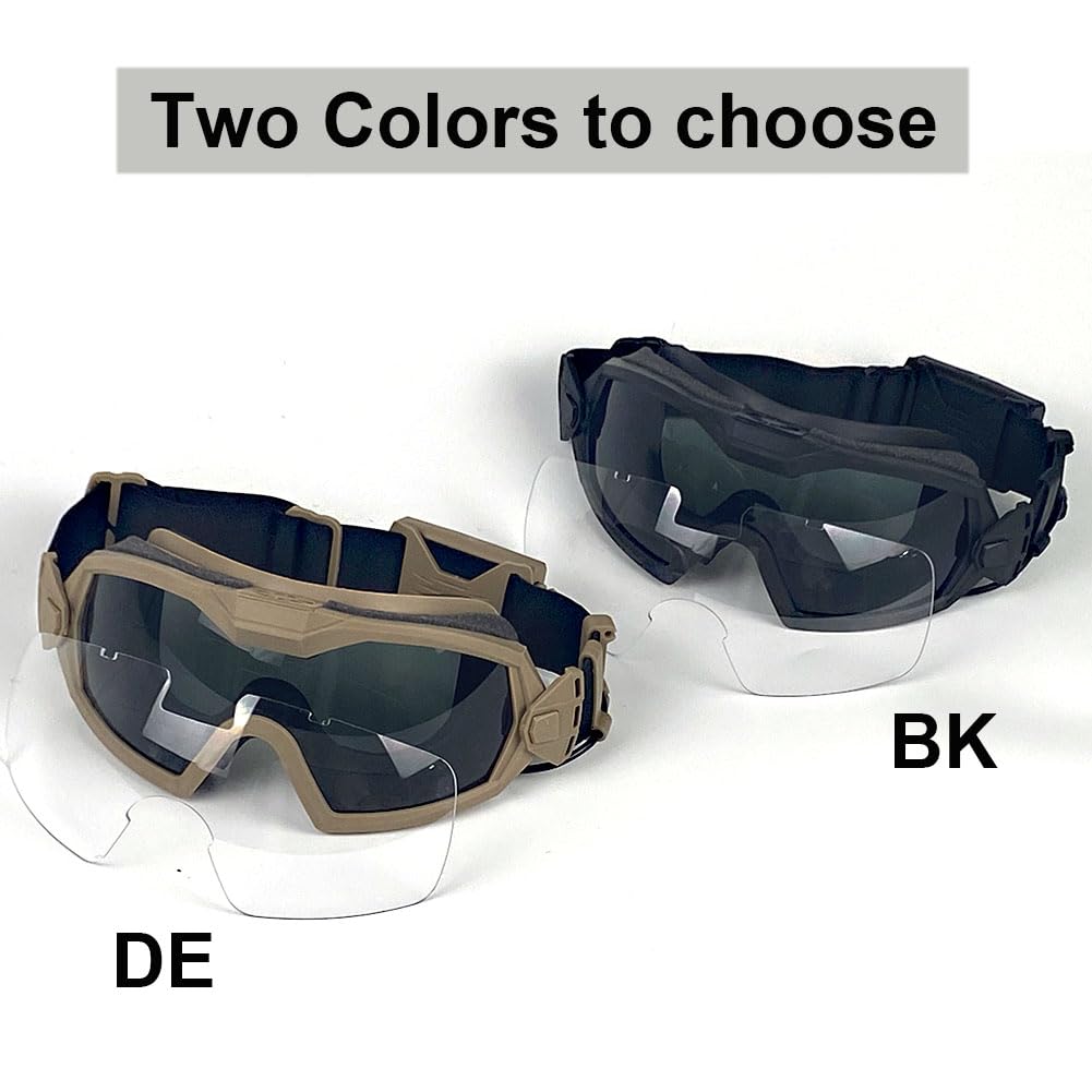 H World Shopping Airsoft Goggles Anti Fog with Fan and Interchangeable Lens Military Shooting Safety Goggles & Glasses for Cycling Paintball Hunting Motorcycle BK