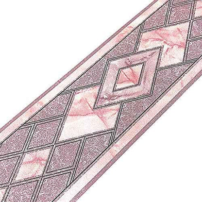 Simplemuji 3D Self Adhesive Pink Diamond Lattice Pattern Waterproof Wallpaper Border Peel and Stick for Bathroom Kitchen Counter Top Tiles Sticker,4 Inch by 16.5 Feet