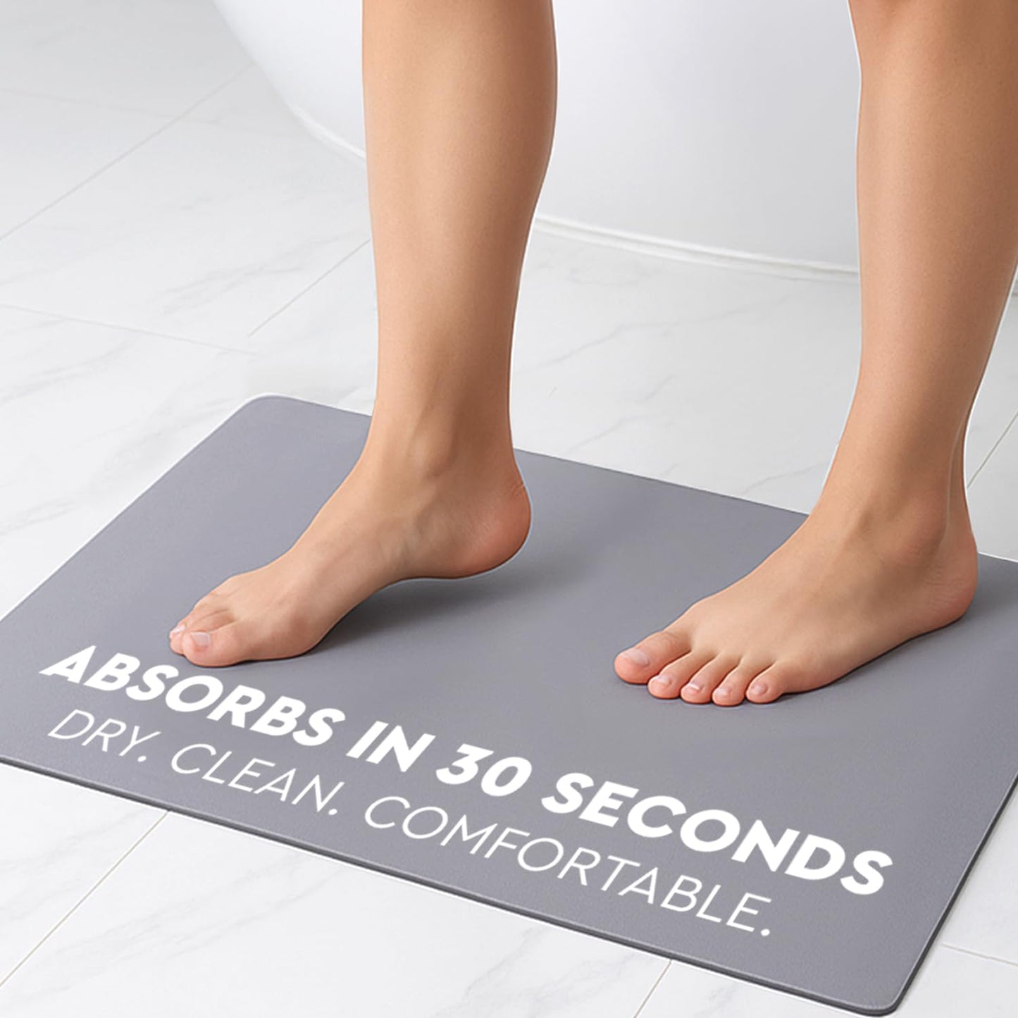 Homergy Bath Mat – Super-Absorbent & Quick-Dry Poolside Mat & Outdoor Shower Mat with Non-Slip Rubber Backing, Machine Washable & Odor Resistant – 16×24 in, Gray