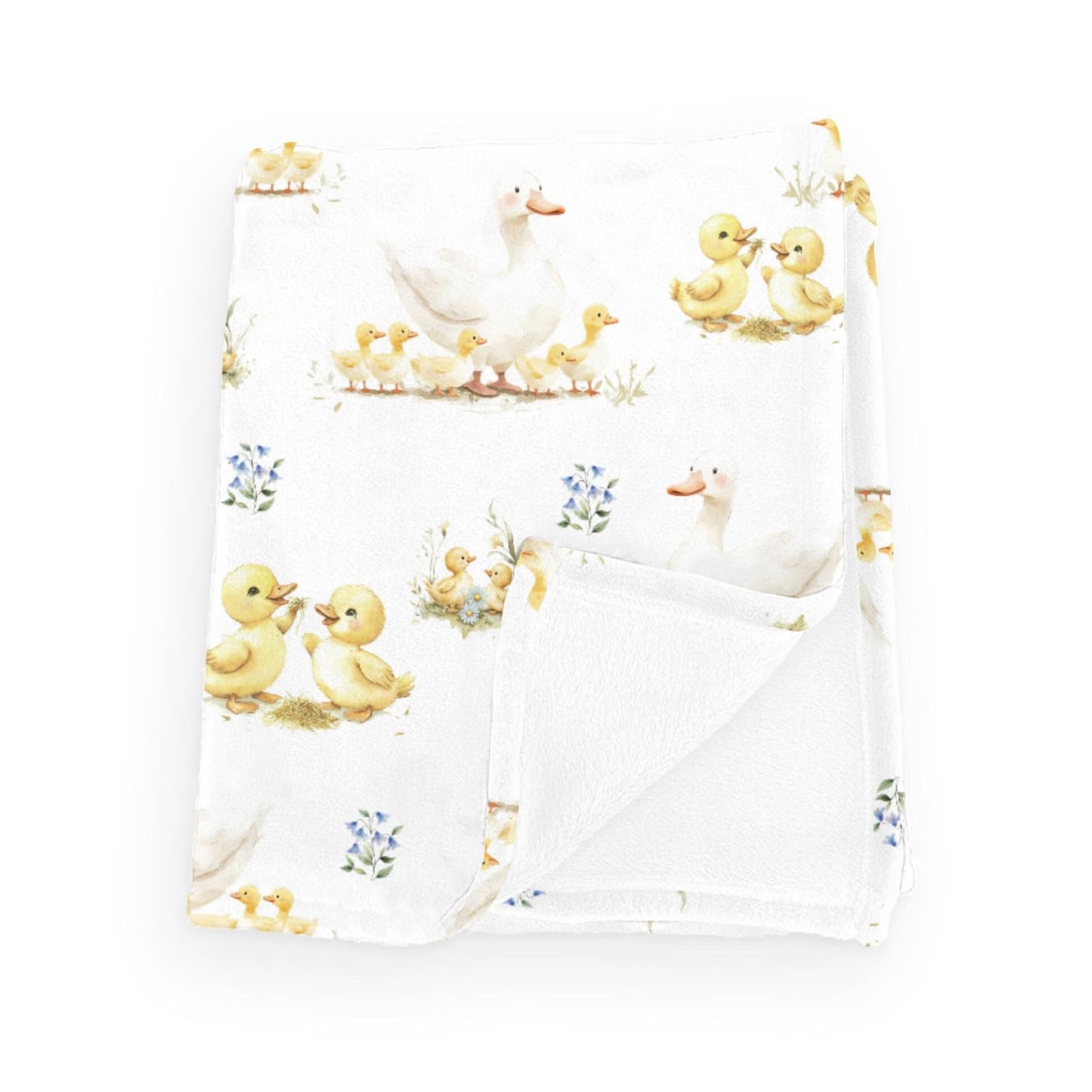 Cute Ducks Wild Floral Baby Blankets for Boy Girl Yellow Duck Wildflowers Flannel Fleece Blanket for Kids Infant Newborn Farm Animal Toddler Nursery Bedding Shower Gift Duck 30x40inch