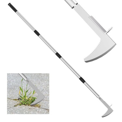 Crack Weeder, Stainless Steel Crevice Weeding Tool with 22'' to 64'' Adjustable Long Handle, L-Shaped Manual Weed Puller Spatula, Weed Remover Gardening Tool for Sidewalks Driveways Patio Pavers Rocks