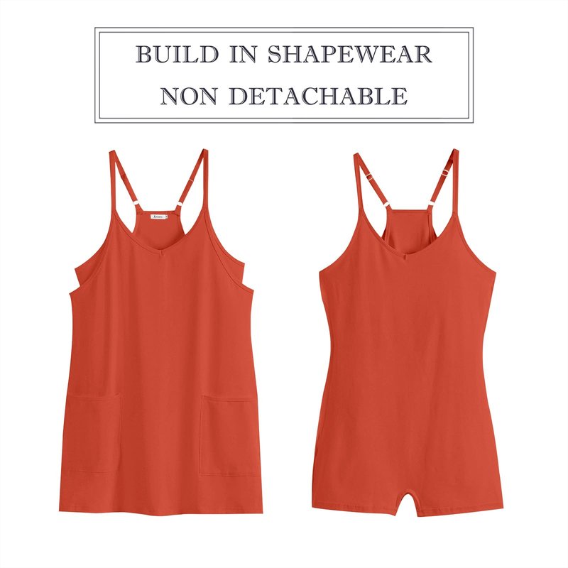 ANRABESS Women Athletic Dress Summer Tennis Workout Active Sports Mini Romper Dress Built in Shorts Travel Vacation Clothes Red Large