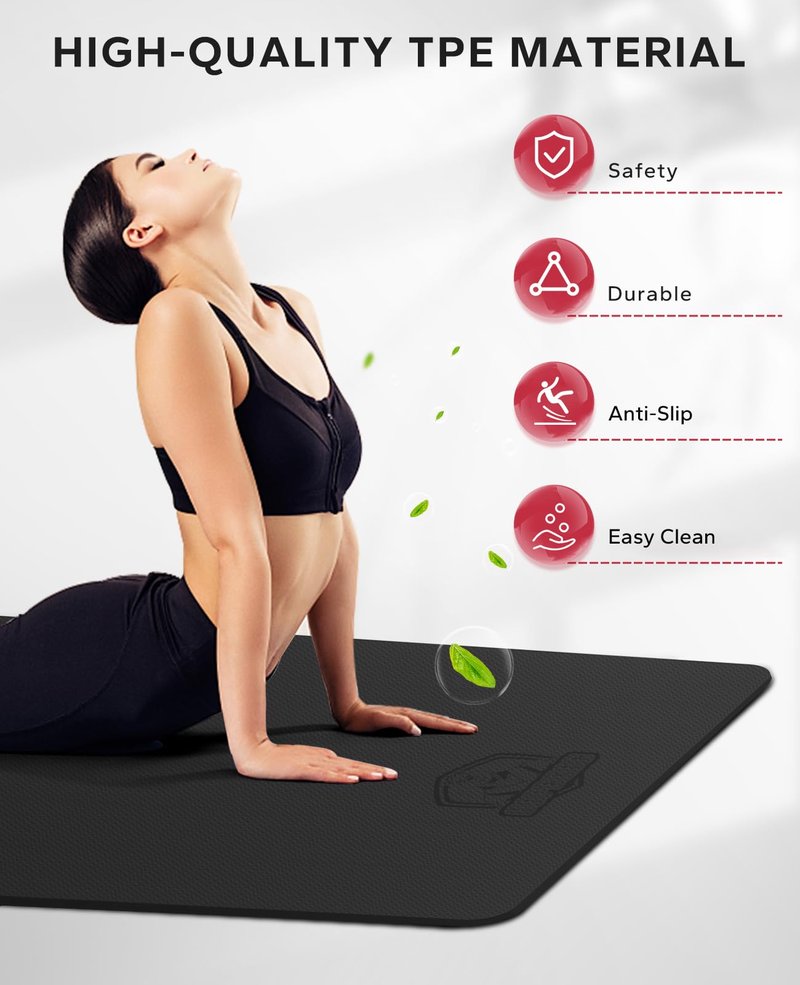 HAPBEAR Extra Large Yoga Mat 72"x48"x6mm (1/4 inch), Non-Slip, Durable,Thick Wide Exercise Mat for Home Workouts, Yoga, Pilates, Stretching Floor & Fitness Workouts