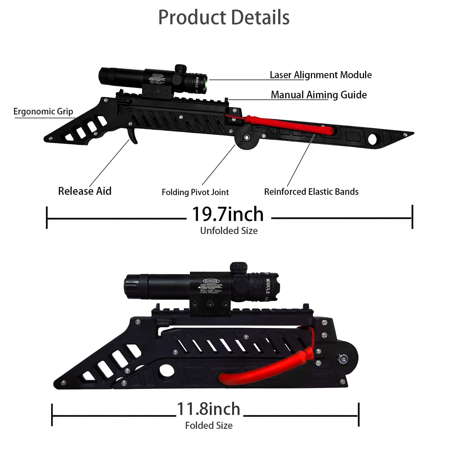 Folding Crossbow Professional Training Portable Easy Storage Lightweight Archery Equipment for Adults Target Practice (Laser Folding Crossbow Pro)