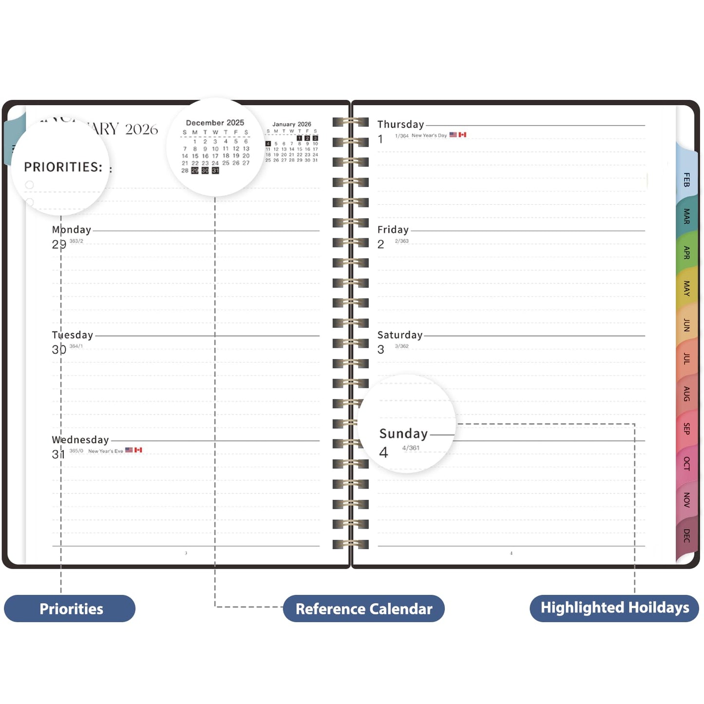 2026 Planner, 8.5" x 11" Weekly and Monthly Large Calendar Planner, Letter Size, Jan - Dec 2026, Hardcover Daily Agenda and Organizers for School Essentials & Office Supplies