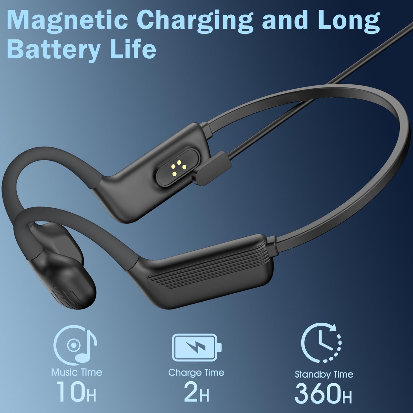 Liquid Silicone Swimming Headphones-Bone Conduction Headphones, IP68 Waterproof Underwater Earphones, LiteSurge Bluetooth Soft/Skin Open Ear Swim Earbuds with 32 GB MP3 Memory for Sport-Jet Black