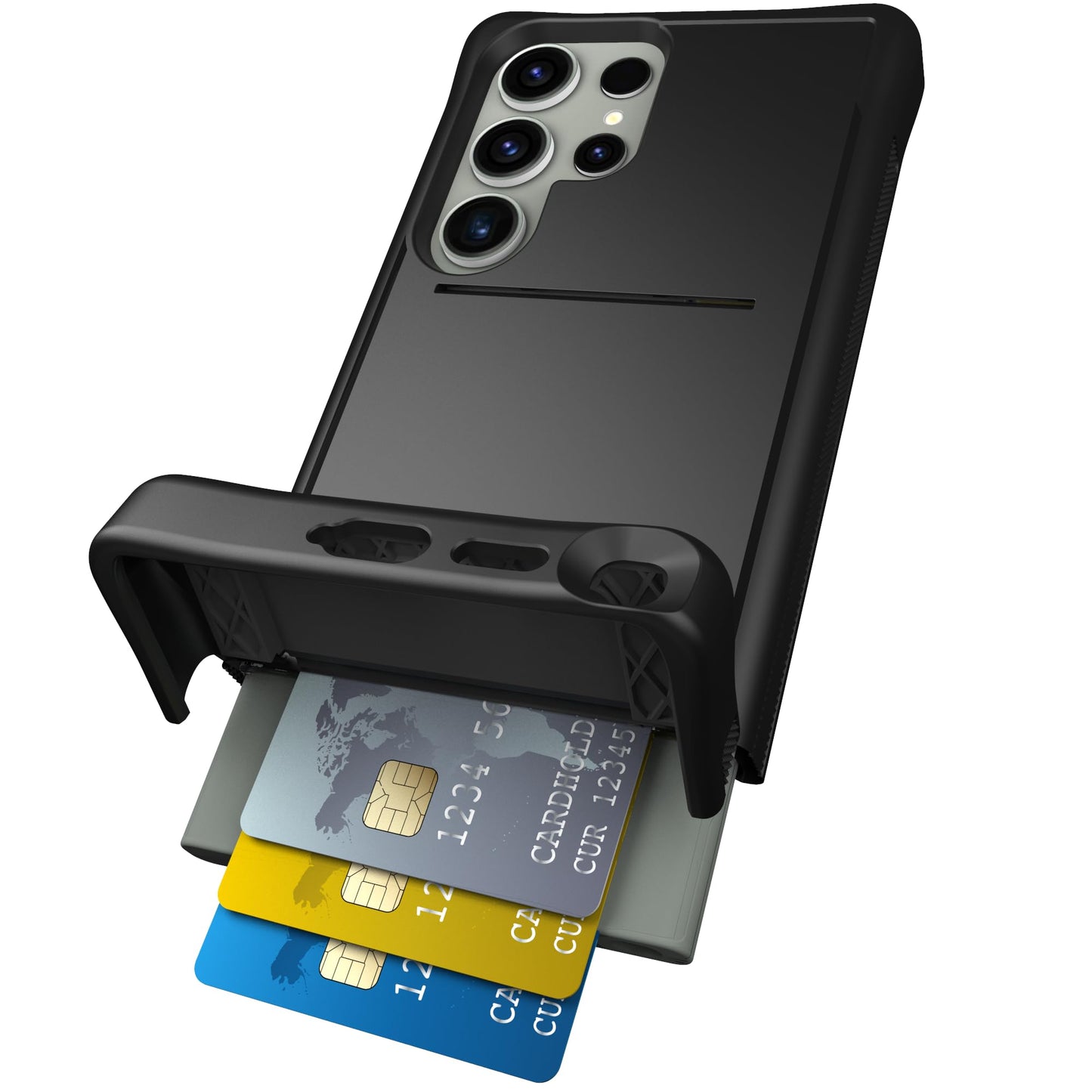 Scooch for Samsung Galaxy S24 Ultra Case with Card Holder, Wingmate Wallet Case with Hidden Card Slot and RFID Protection, Holds up to 4 Cards, 10-Foot Drop Protection, Black
