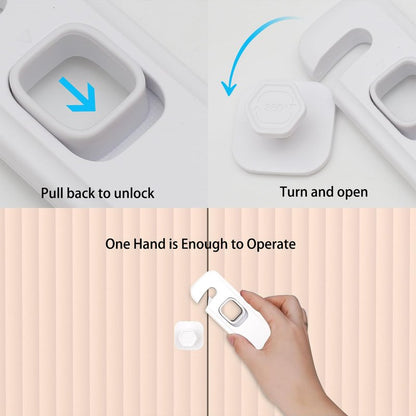 Fridge Child Lock for Refrigerator, Freezer and Cabinet, 2 Pack Adhesive Baby Proof Latches, White