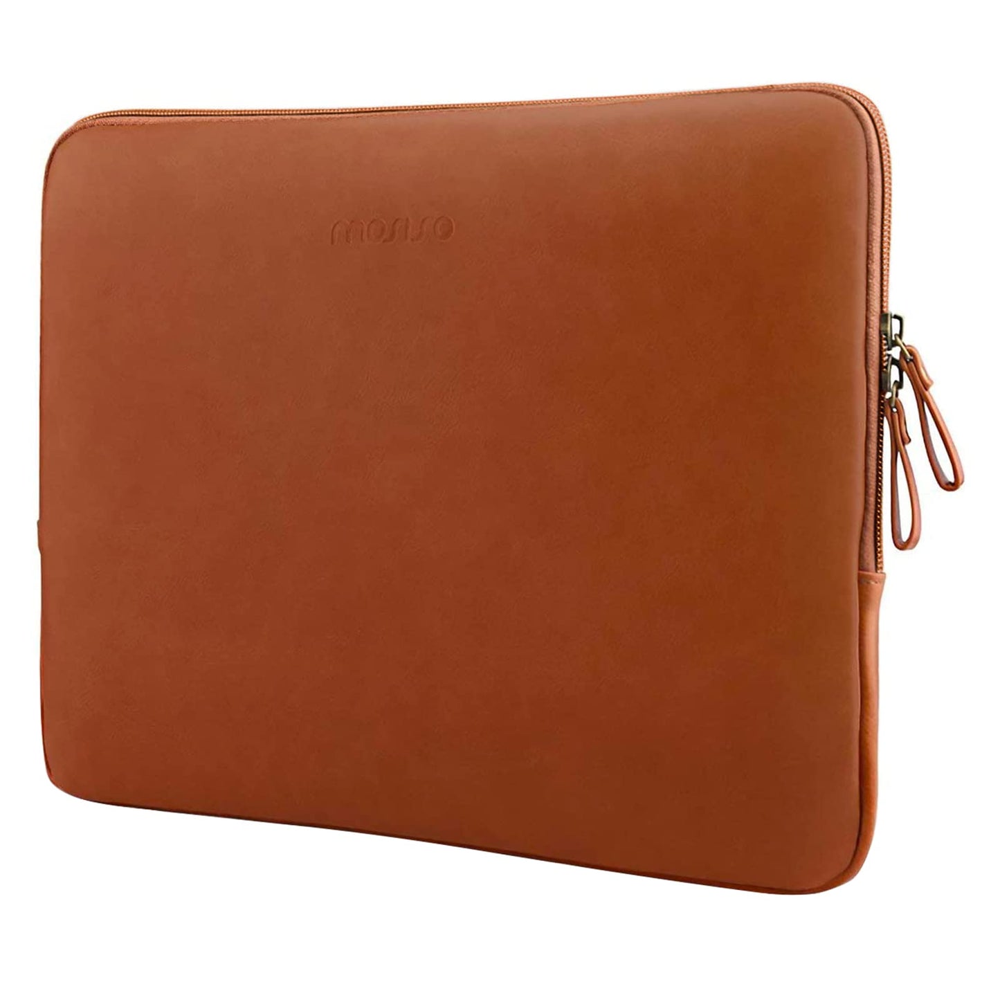MOSISO Laptop Sleeve Bag 13.3 inch Compatible with MacBook Air/Pro, 13-13.3 inch Notebook, Compatible with MacBook Pro 14 2026-2021 M5 M4 M3 M2 M1, PU Leather Padded Bag Waterproof Case, Brown