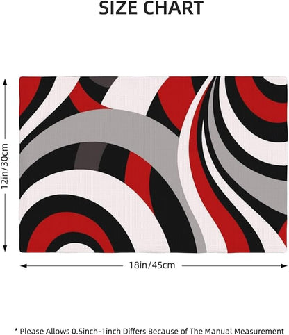 Black Red Retro Modern Swirl Linen Placemats Set of 4, Washable Heat Resistant Table Mats for Dining Table Kitchen Party Holiday Outdoor Farmhouse Gardening, Kitchen Home Decor, Black Red White Grey