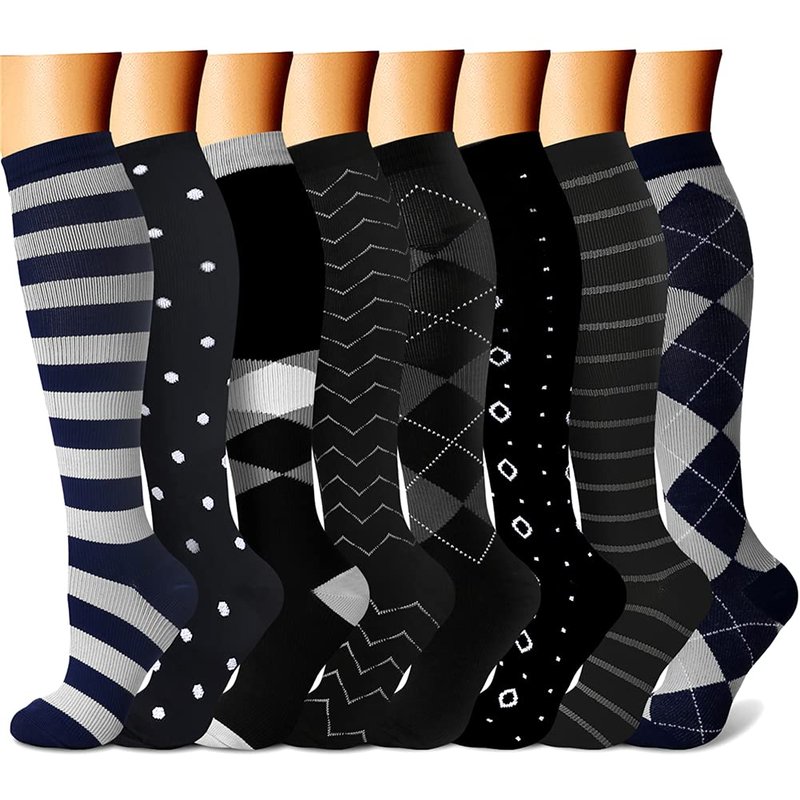 CHARMKING Compression Socks for Women & Men (8 Pairs) 15-20 mmHg Graduated Copper Support Calf Socks are Best for Pregnant, Nurses - Boost Performance, Circulation, Knee High Wide Calf(L/XL, Multi 18)