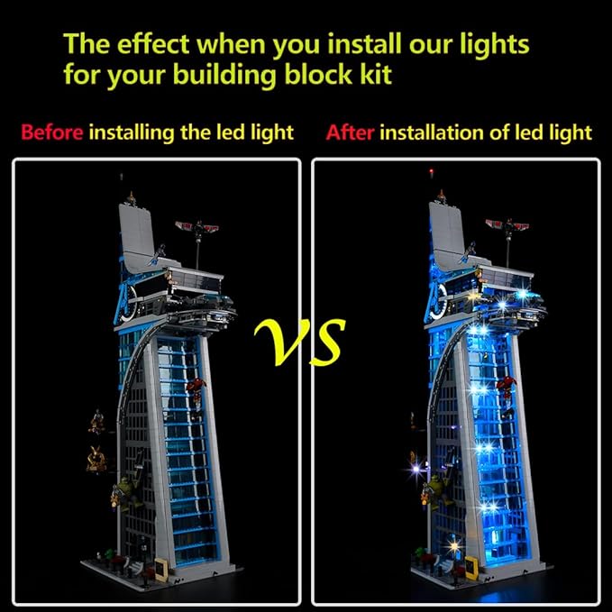 Kyglaring LED Lighting Kit for Lego 76269 Marvel Avenger Tower Building Set (No Model) Lights Set Compatible with Marvel Lego 76269 - Without Building Set(Remote Version)