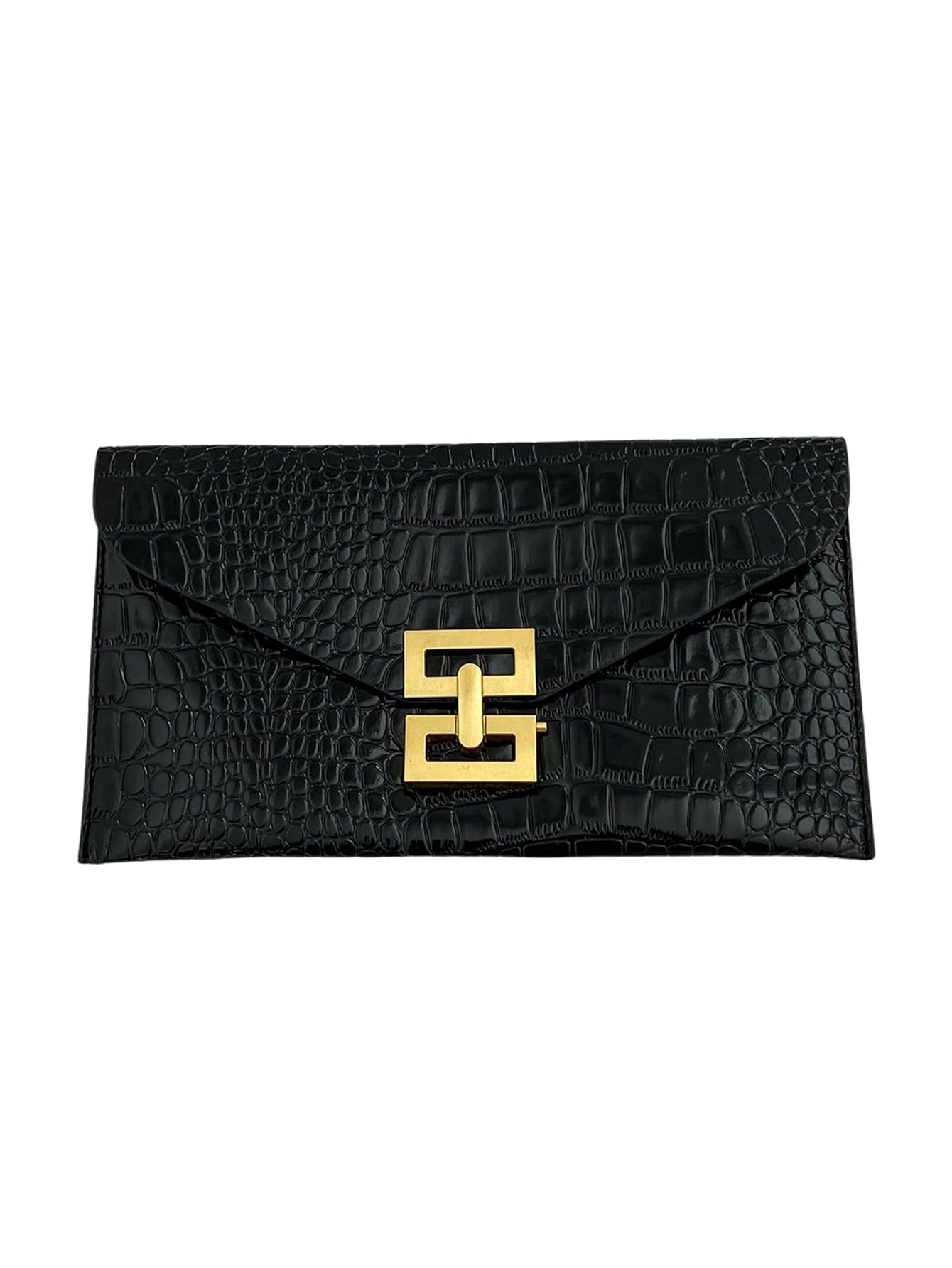 Verdusa Women's Clutch Evening Bags Trendy Envelope Handbags Metallic Purses Black a One Size
