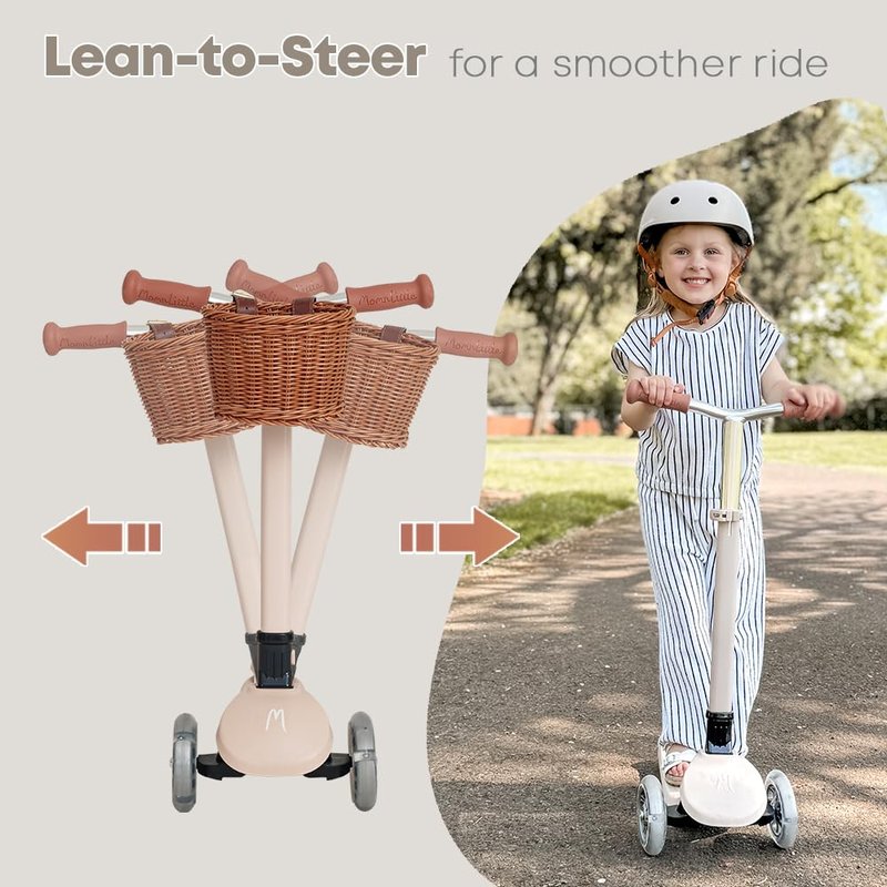 MomnLittle Kick Scooter for Kids Ages 3-10 (Navy) 3 Wheeled with LED Light-Up Wheels CPSC Certified Foldable and 4 Height Adjustable Toddler Scooters for Boys Girls