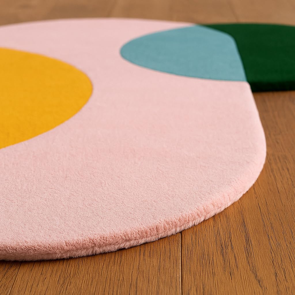 Restoration and Renovation Geometric Circles Irregular Shape Rug | Modern Hand-Tufted 100% Wool Area Rug for Living Room, Bedroom, Kids Room & Home Decor (5'x5', Multi 2)