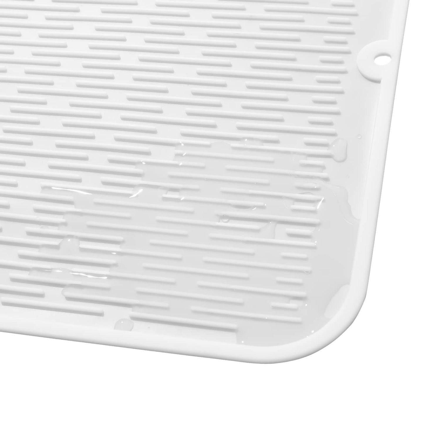MicoYang Silicone Dish Drying Mat for Multiple Usage,Easy clean,Eco-friendly,Heat-resistant Silicone Mat for Kitchen Counter or Sink,Refrigerator or Drawer Liner White XL 18 inches x 16 inches
