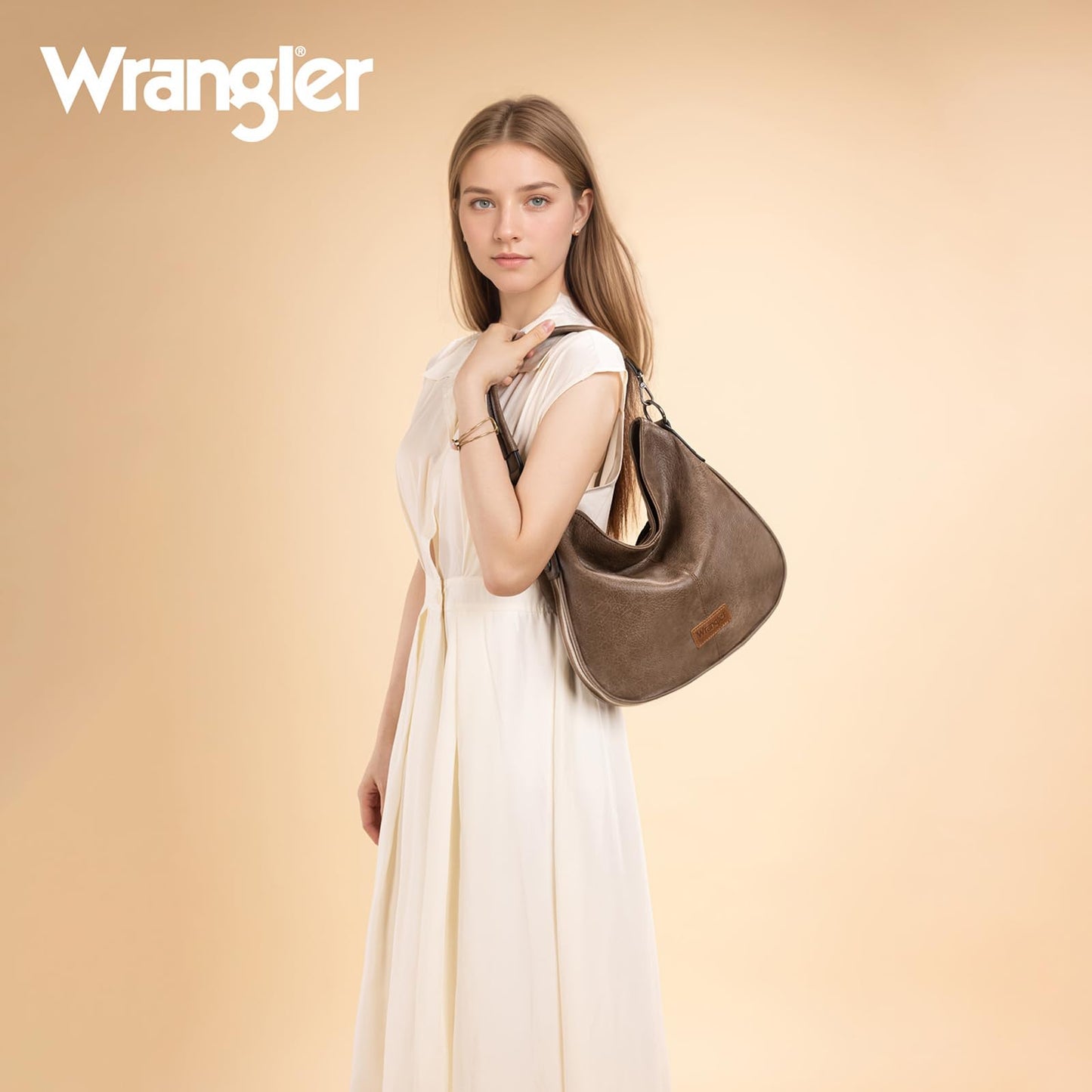 Wrangler Large Hobo Crossbody Bag Purses for Women Slouchy Shoulder Tote Handbags Ladies Cross Body Work Travel Trendy Gift with Adjustable Strap Dark Khaki WG129-1022DKH