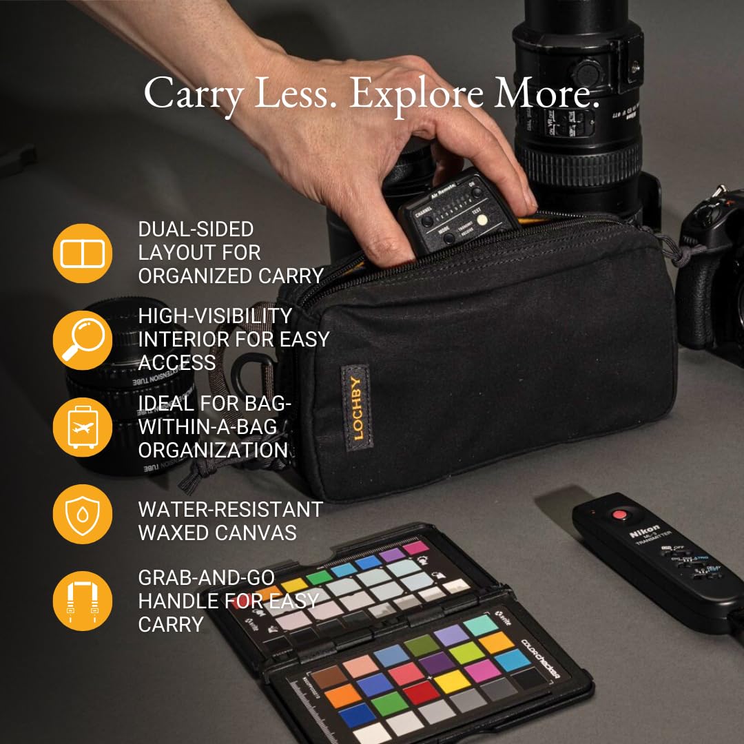 LOCHBY® Venture Pouch | Multipurpose Tactical Mini Tool Bag | Water Resistant Waxed Canvas | Dual-Sided Zipper Pouch | for Motorcycle, Bike, EDC, Pen, Pencil, Art, Tech & Travel