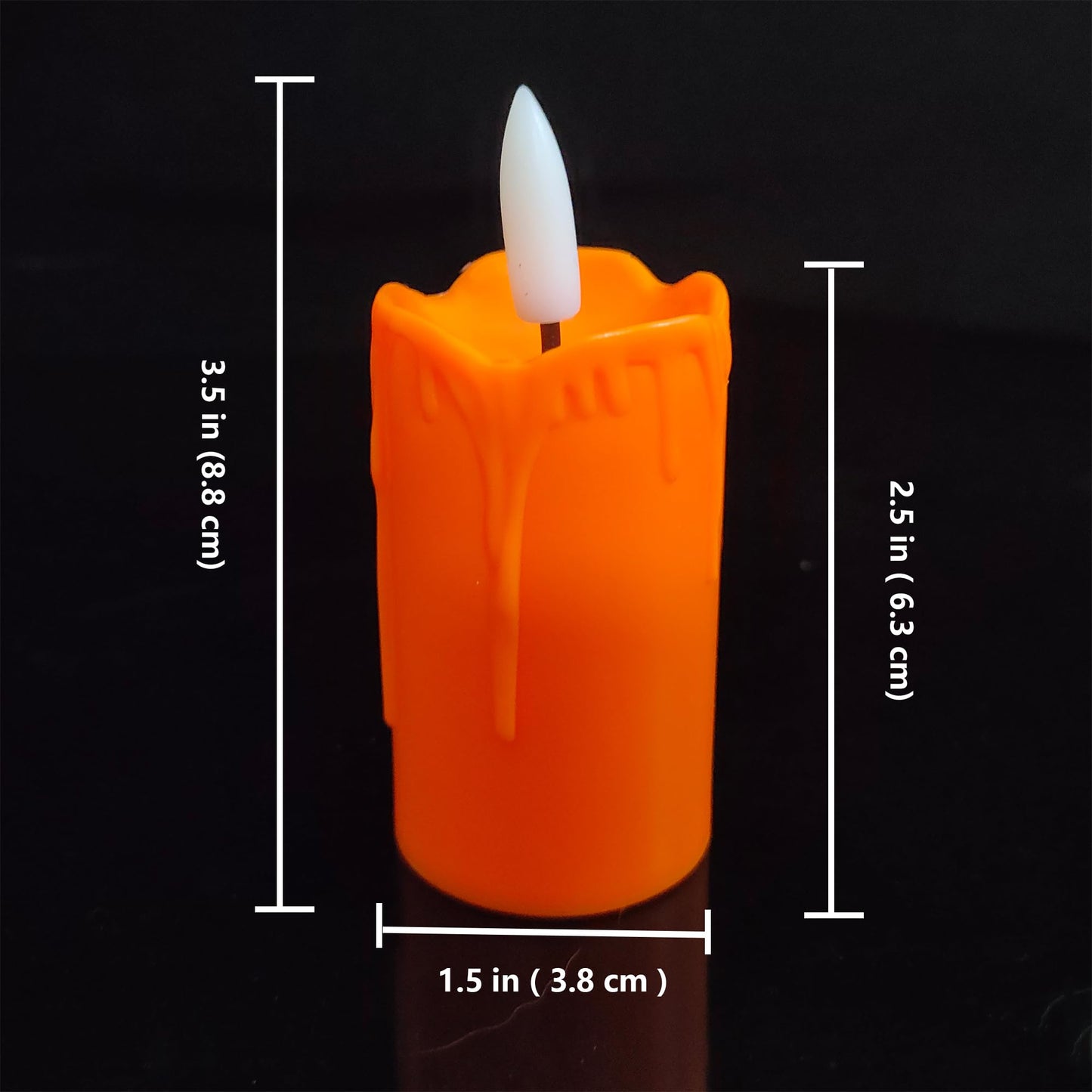 6 Pack LED Flameless Votives with Built-in Timer Realistic Black Wick Drips Battery Operated Electric Candle Set for Home Party Wedding Halloween Christmas Decorations 1.5” D x 3.5” H, Orange