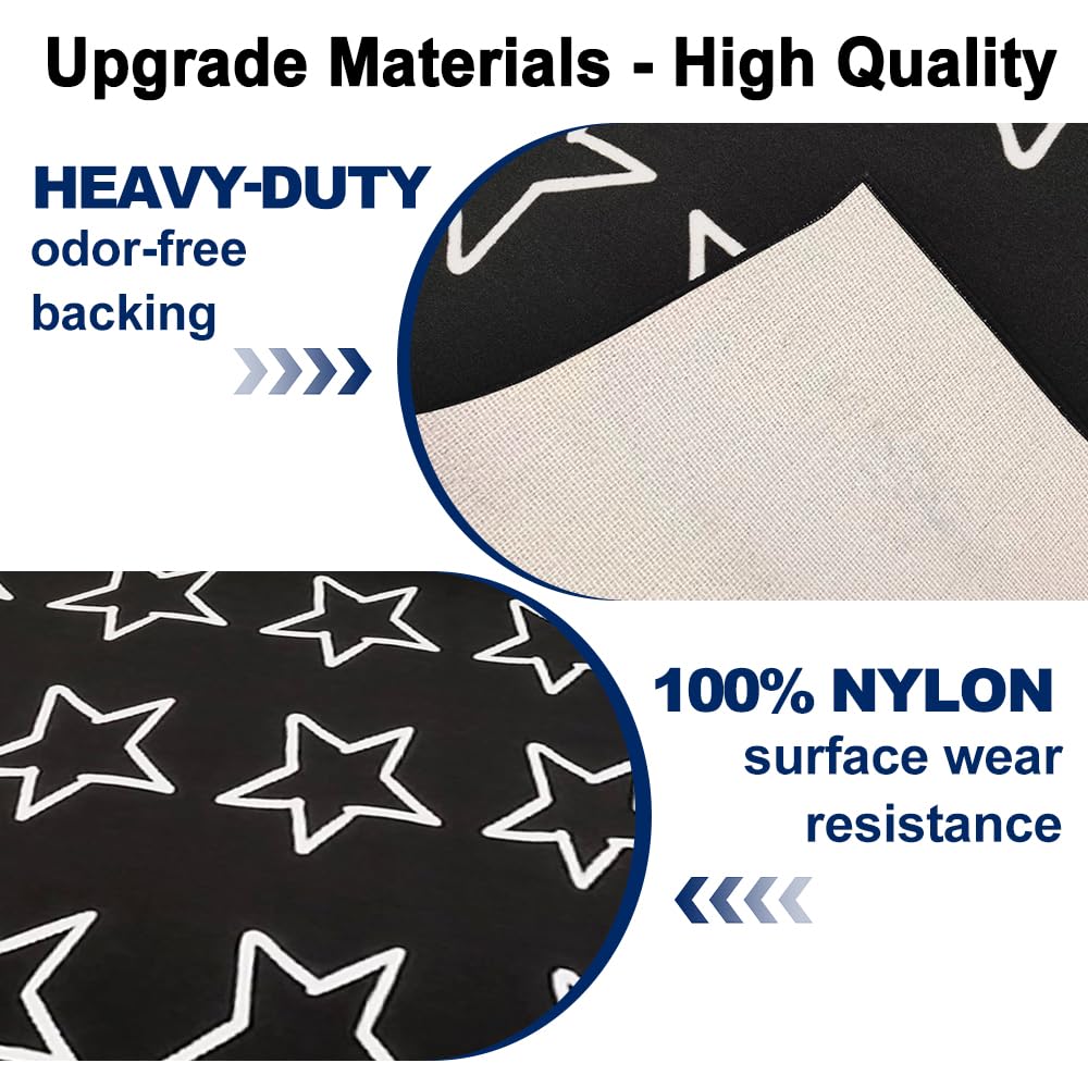 MAISONRINA Large Black and White Classroom Rug Elementary with Seating Spots, Stars Classroom Rugs for Preschool Nursery Daycare, Educational Kids Carpet for Kindergarten, 13'x7'7'' Seats 24(Black)