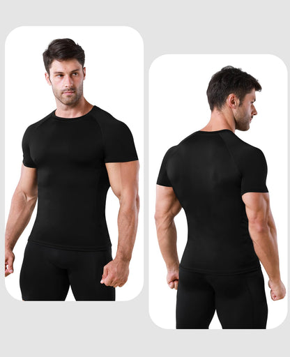 Niksa Men's Compression Shirts 1 Pack, Compression Shirts for Men Short Sleeve Athletic, Quick-Drying Workout T Shirts Base Layer Undershirt Black