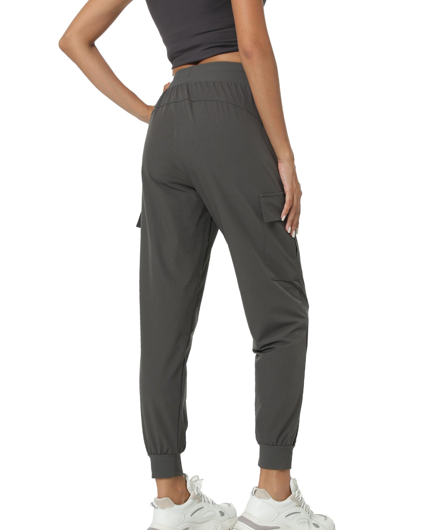Women's Lightweight Joggers Hiking Cargo Pants-4 Pockets(Grey, Medium)