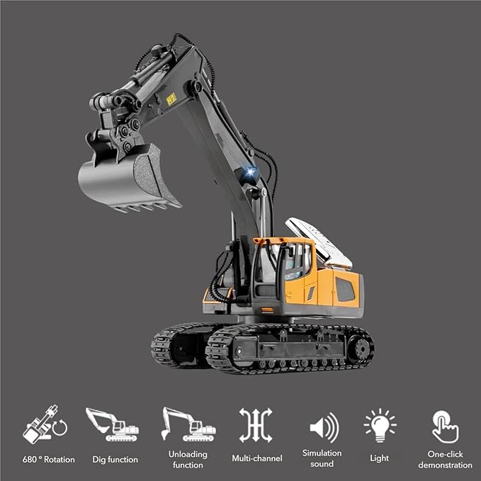 Mudsterz - Mudsterz Trucks Mudsterz Excavator 2.4GHz RC Construction Vehicle with Cool Lights and Real Sounds Realistic Engineering Design Metal Parts Little Builders Big Action (B2)