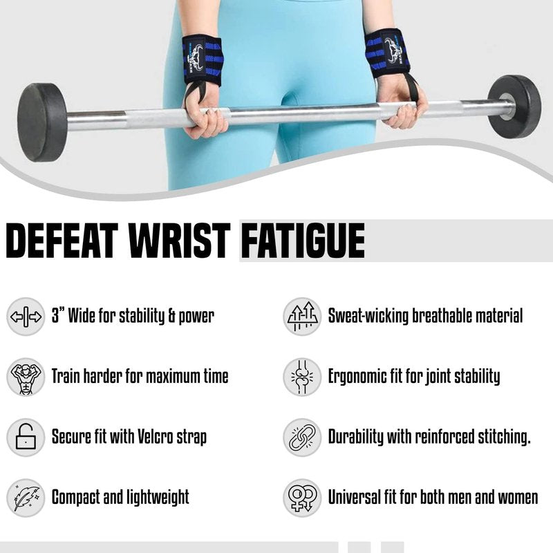 BEAST RAGE Wrist Wraps for Weightlifting - Adjustable Lifting Straps with Thumb Loop for Enhanced Support | Ideal for Powerlifting and Bodybuilding