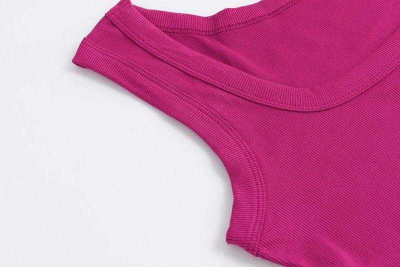 SVALIY Summer Womens Tank Tops 2025 Square Neck Fitted Sleeveless Shirts for Women Ribbed Basic Top Rose