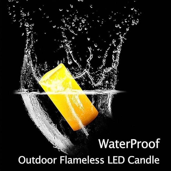 salipt Flameless Candle, LED Waterproof Candles Set of 8 (D 3'' X H3''3''4''4''5''5''6''6'') Battery Operated Candles,Flameless Candles,Resin Plastic,Indoor Outdoor Use,White