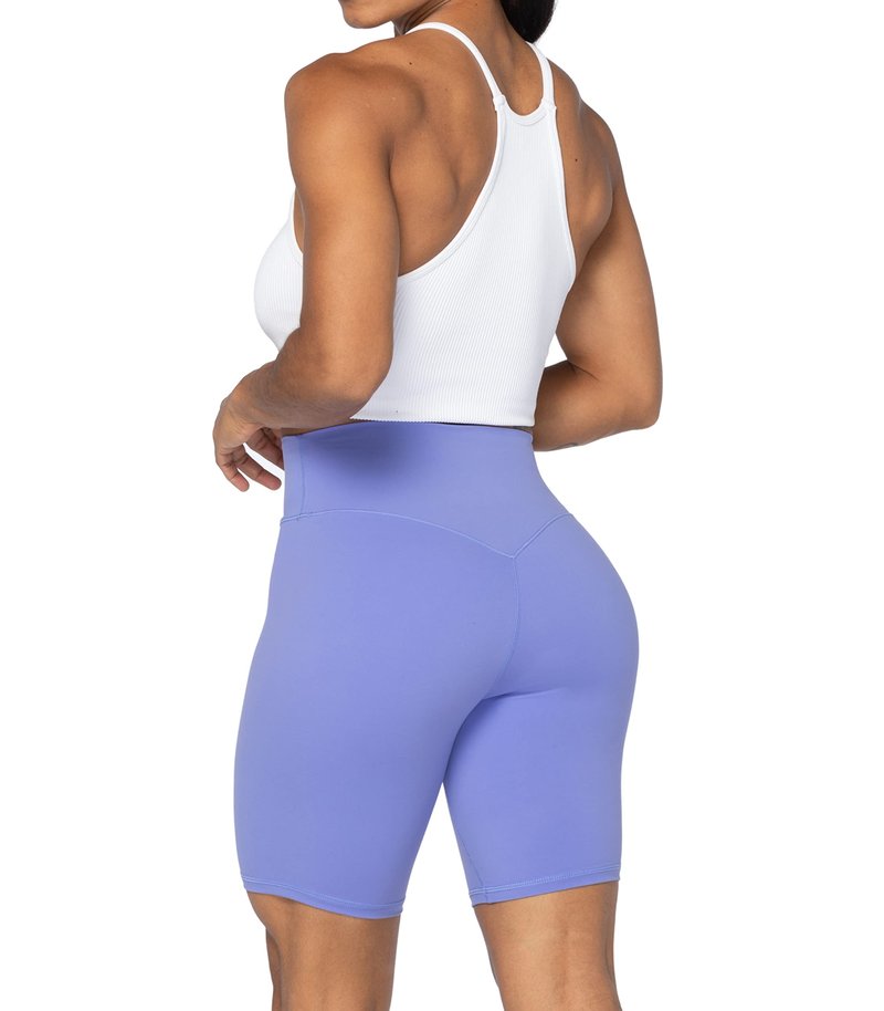 Sunzel No Front Seam High Waist Biker Shorts for Women, Squat Proof Yoga Workout Gym Bike Shorts 8" Periwinkle Medium