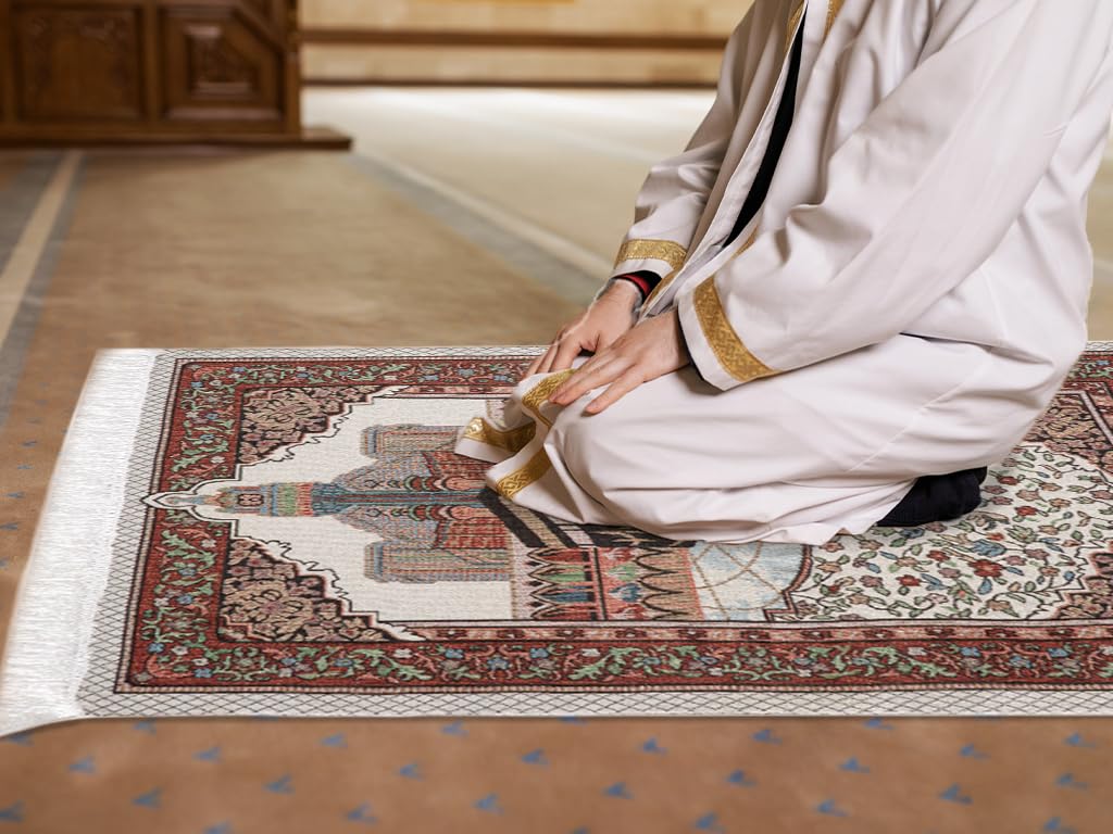 Anlising Prayer Rug, Islamic Muslim Prayer Mat with Elegant Design Bag, Great Gift for Family, Lovers and Friends during Ramadan
