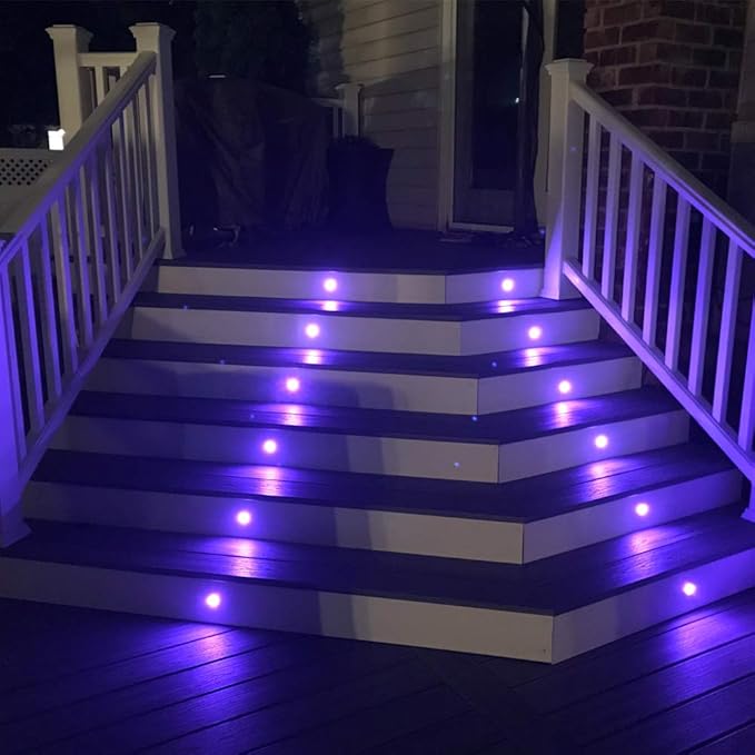 FVTLED Low Voltage Recessed RGBW Deck Light, 10pcs Φ1.22 RGB & Warm White Stainless Steel Waterproof Outdoor Step Lighting In-ground Landscape Pathway Patio Stair Decor Lamp, Black