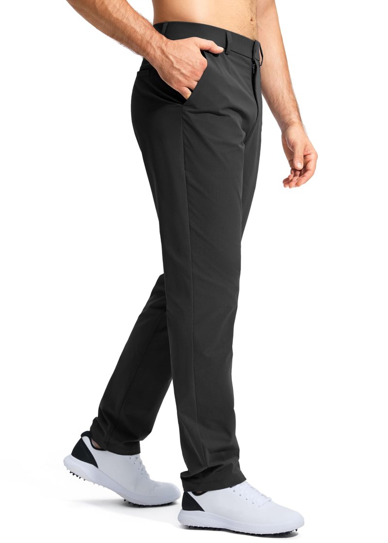 Pudolla Men's Golf Pants Work Dress Comfy Pants Casual Slacks Trousers with Pockets(Black 42Wx34L)
