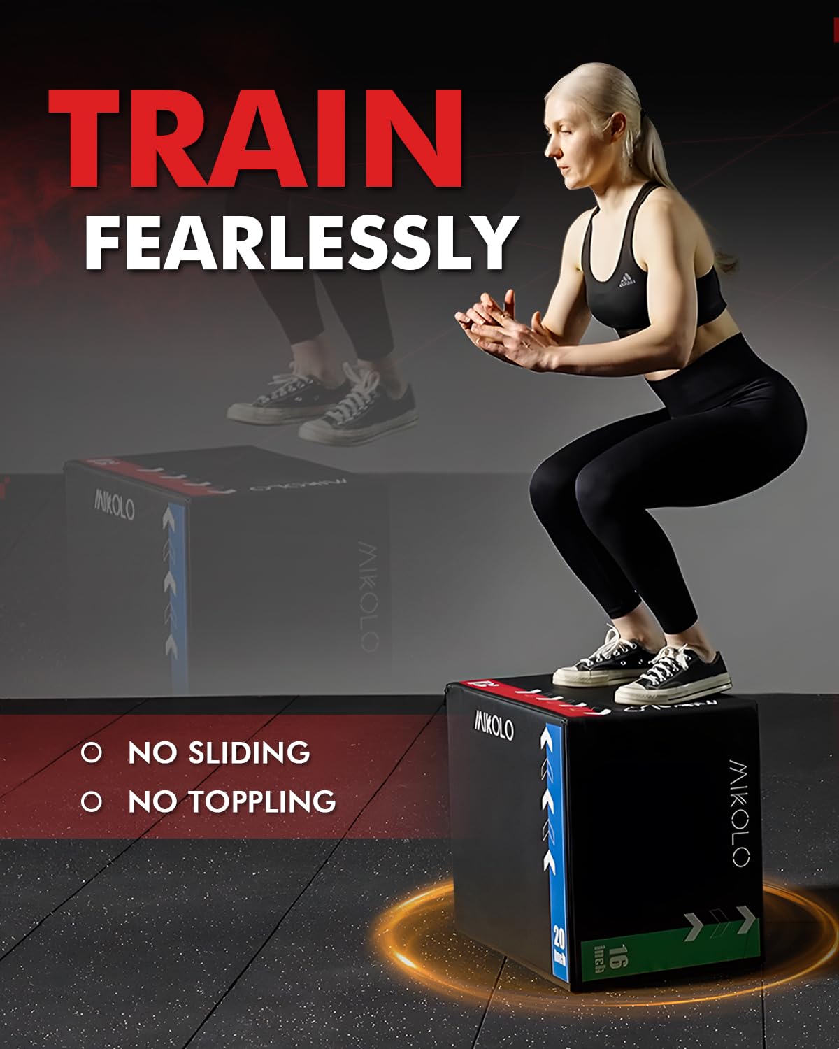 Mikolo 3-in-1 Foam Plyometric Box – Soft Jump Box with Solid Wood Core, High-Density Foam and Non-Slip Cover – No Assembly Required for Home Gym Workout