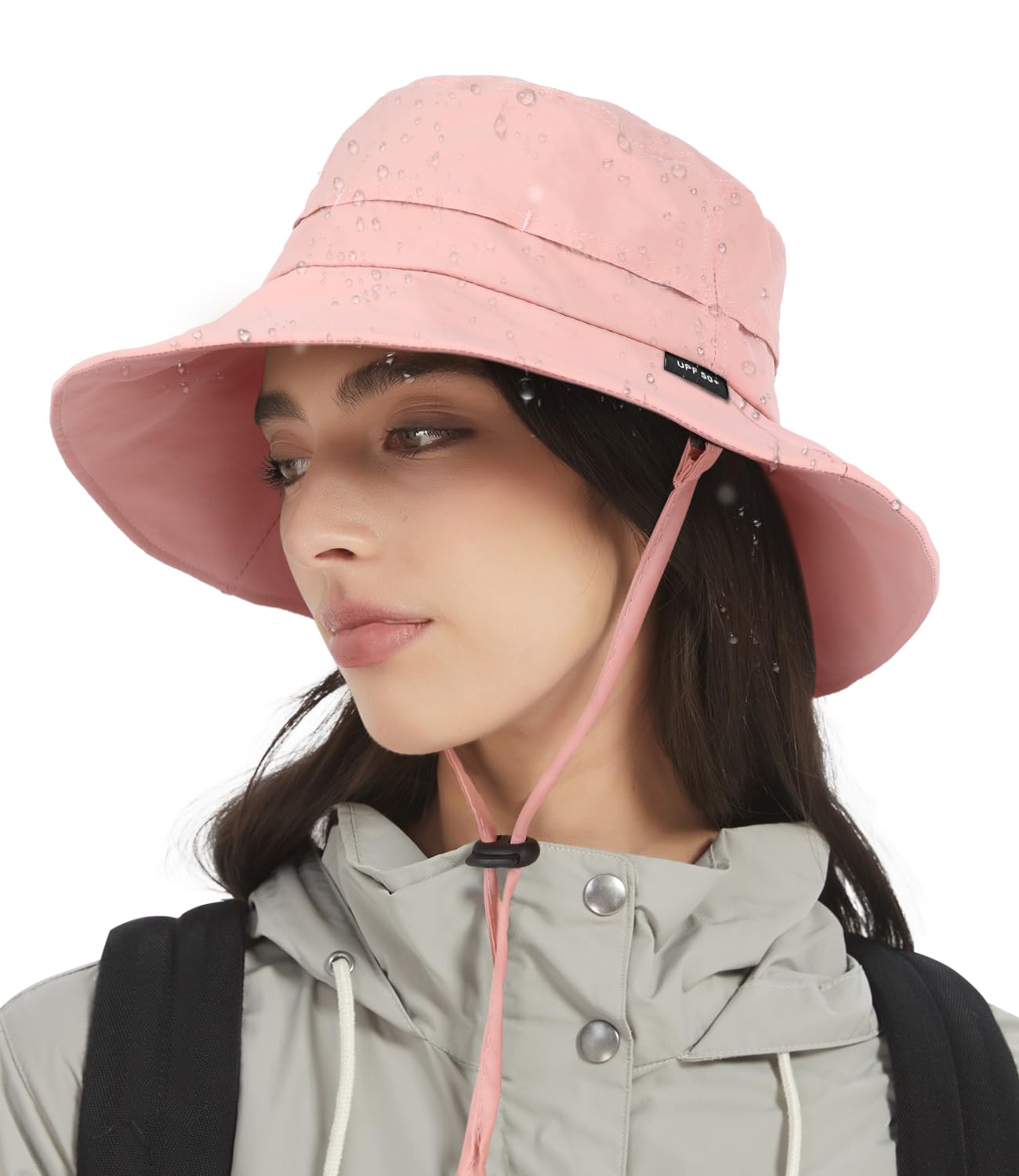 Creekstone Bucket Hat Waterproof Rain Hat for Women Men Sun Hats UPF50+ Packable Summer Hat Hiking Travel Floppy Sun Hat (US, Alpha, One Size, Pink)
