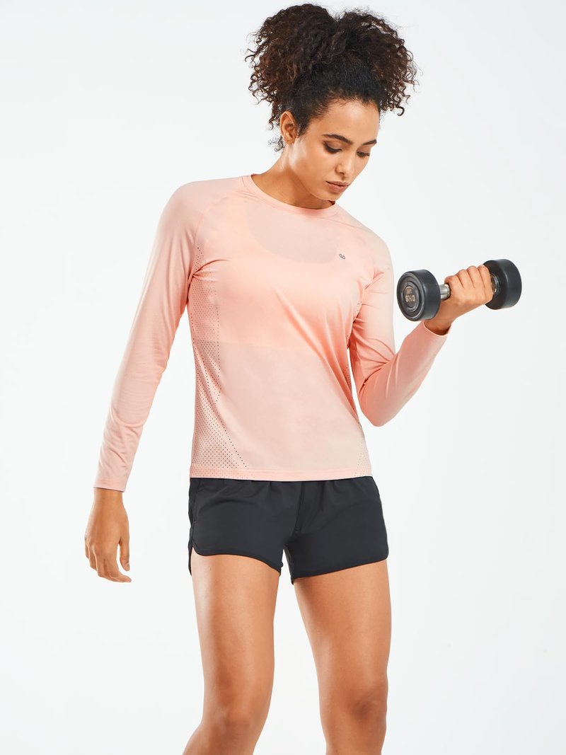 ALLZERO Rash Guard for Women UPF 50+ Long Sleeve Sun Shirts Quick Dry SPF Shirts for Workout Hiking Fishing PINKHEATHER-L