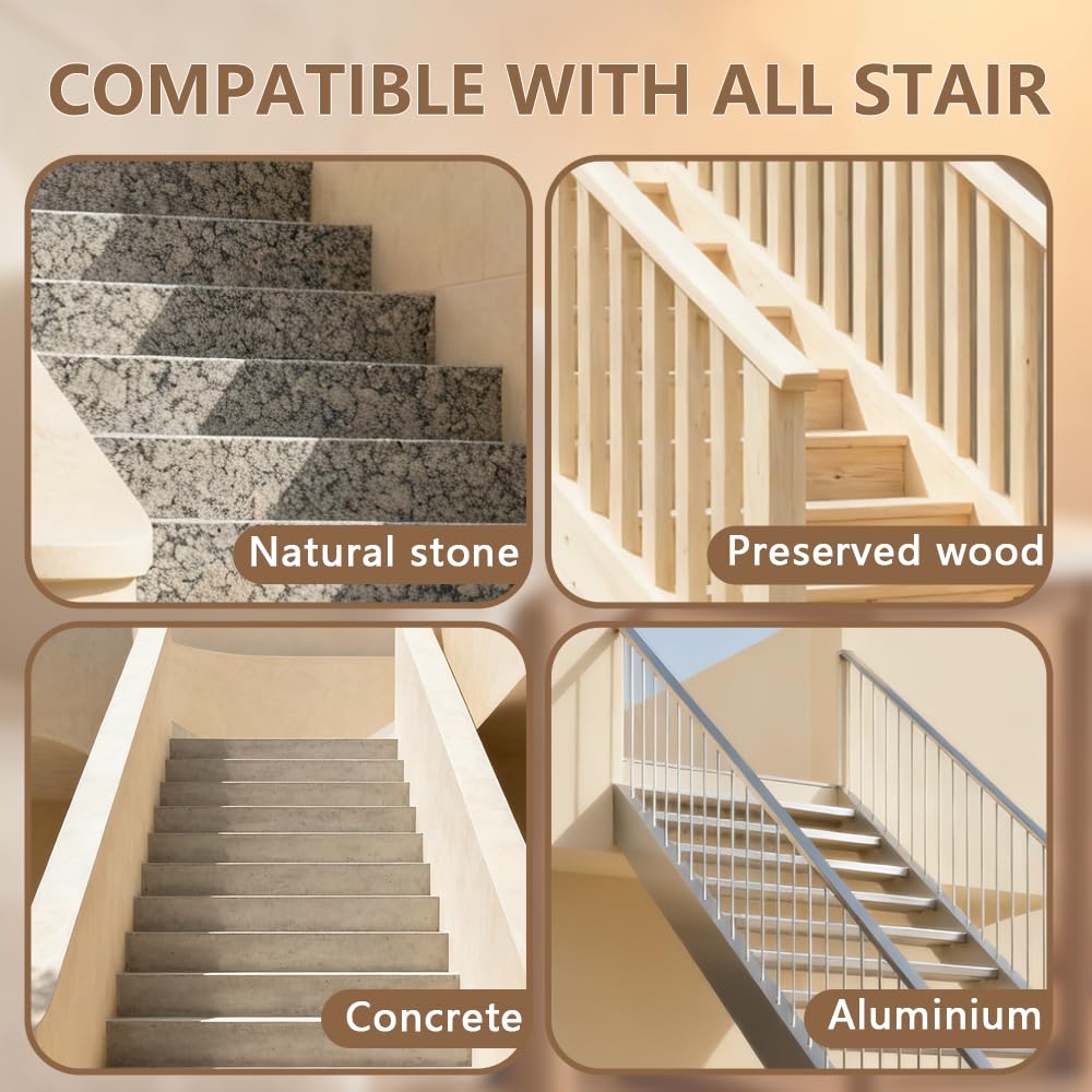 Outdoor Stair Treads for Wooden Steps, Non-Slip Rubber Brown Stair Runner Rugs, 2 Pcs 8.5" x 30" Heavy Duty Stair Mats for Outside Steps, Weatherproof Grip for Elders, Dogs & Kids, Black Border.
