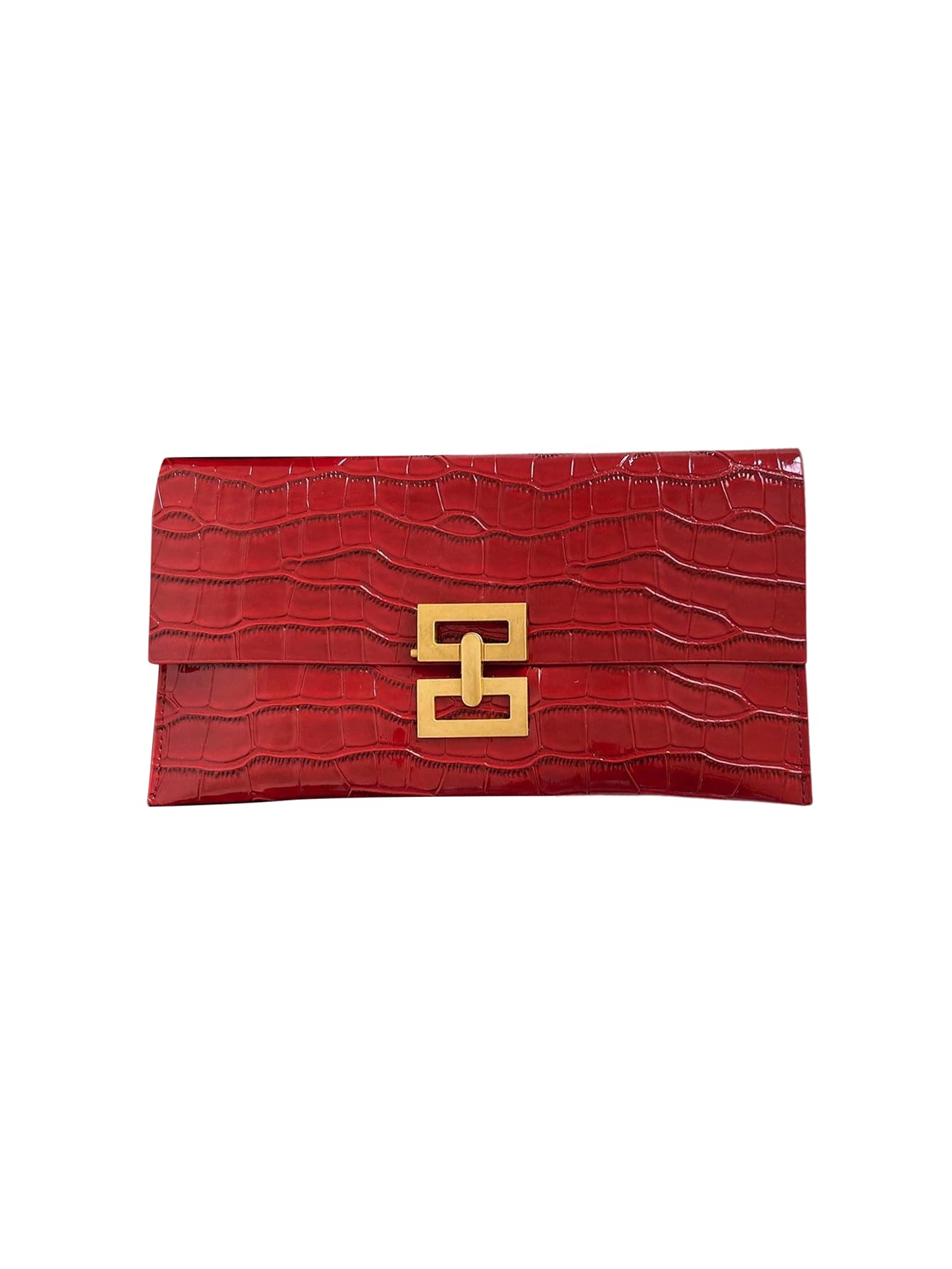 Verdusa Women's Clutch Evening Bags Trendy Envelope Handbags Metallic Purses Red One Size