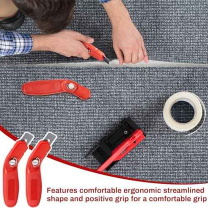 Lasnten 4 Pieces 12 Blades Knife for Cutting Carpet Heavy Duty Carpet Knife with 6 Blades Utility Tools for Box Cutter Roofing Purpose, Aluminum (Red)