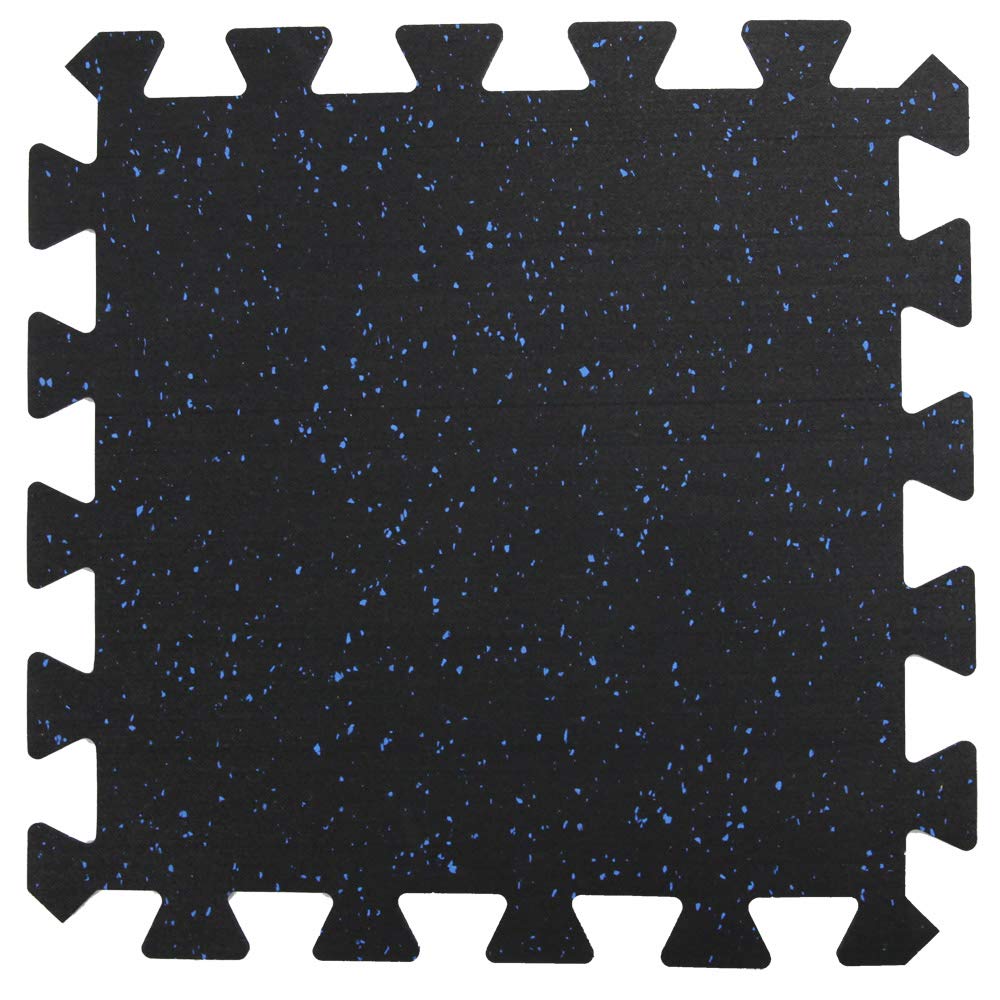 RevTime DIY Interlocking Rubber Exercise Floor 20"x20"x1/4" Puzzle Gym Mats for Garage Gym, Treadmill Mats, Fitness Floor (Pack of 6 Tiles with 10 Edge)
